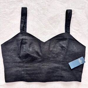 HOLLISTER Black Cropped Sleeveless Linen Blend Lightweight Top--NWT--L